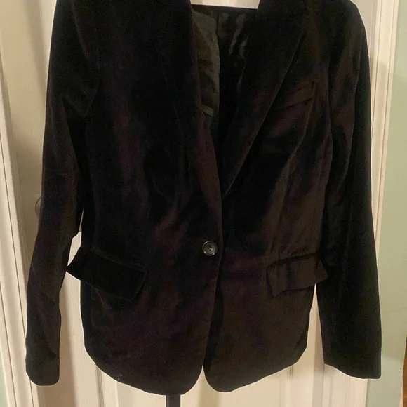 PRE-OWNED TALBOTS BLACK VELVET SINGLE BUTTON BLAZER - Picture 4 of 12
